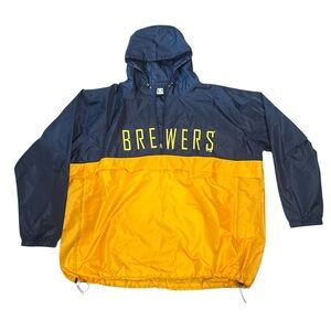 Fanatics Milwaukee Brewers Half Zip Windbreaker with Hood Mens Size 4X